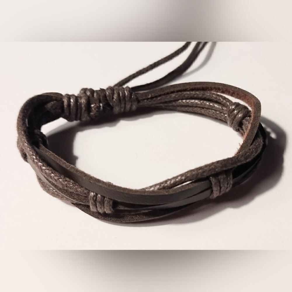 Men's‎ bracelet leather layered brown new d86